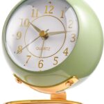 Analog Alarm Clocks,Retro Backlight Cute Simple Design Small Desk Clock with Night Light,Silent Non-Ticking,Battery Powered,for Kids,Bedroom,Travel,Kitchen,Bedside Desktop Decor.(Green)
