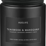 Teakwood & Mahogany Candle | Masculine Candles for Men, Gifts for Men - Soy Candle for Home Scented - Scented Candles for Home, Aromatherapy Gifts Long Lasting Burn Time - 7oz Black Jar