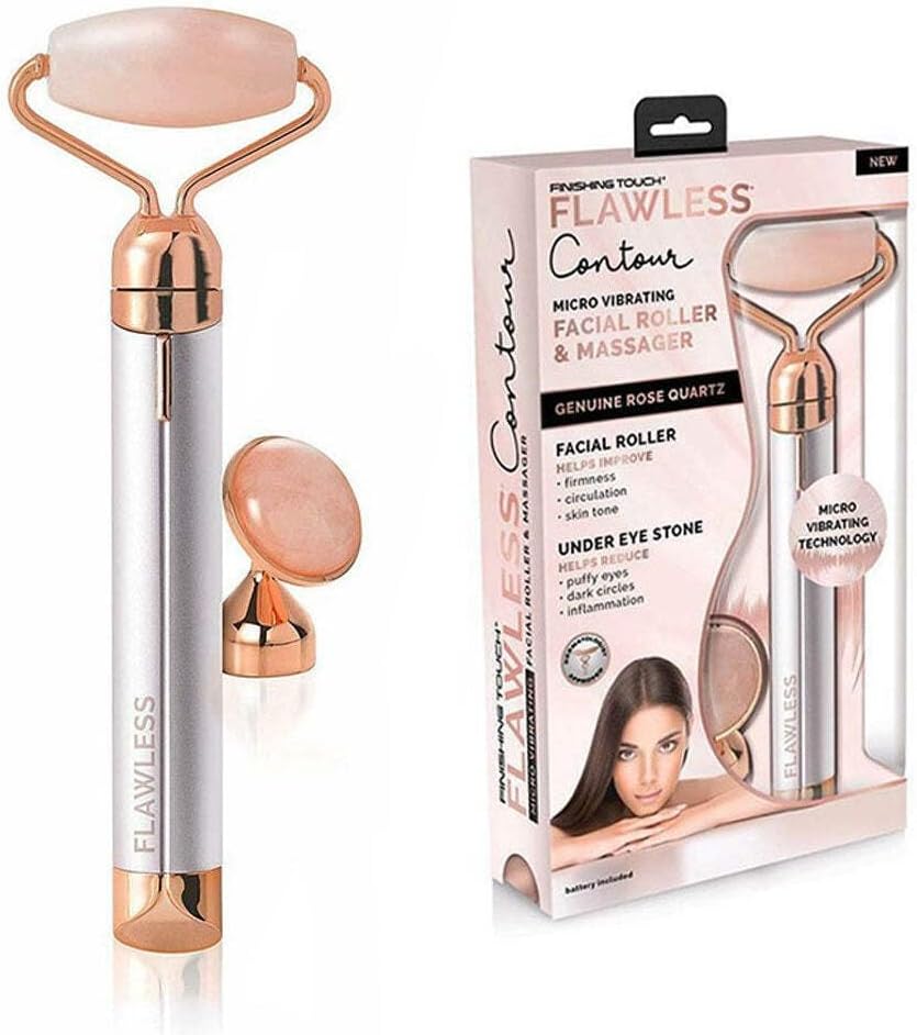 Finishing Touch Flawless Contour Vibrating Facial Roller & Massager, Rose Quartz Finishing Touch Flawless Contour Vibrating Facial Roller & Massager, Rose Quartz