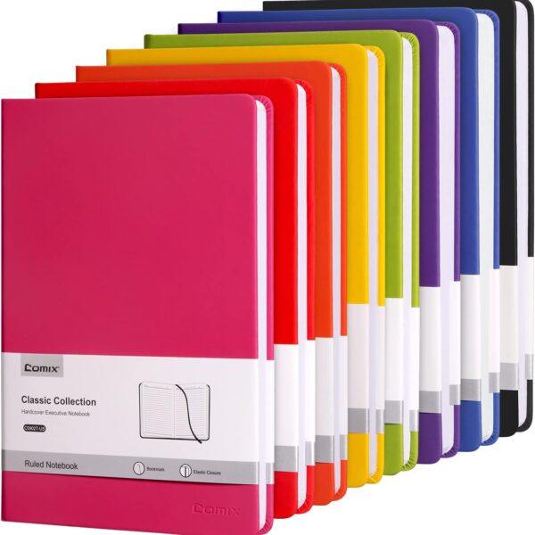 Comix 8 Pack Lined Journal Notebooks for Work, 240 Pages, 5.5"x8.3", Hardcover, A5 Medium College Ruled, Journaling Notebooks for Notes-taking, Fits for Office School Home