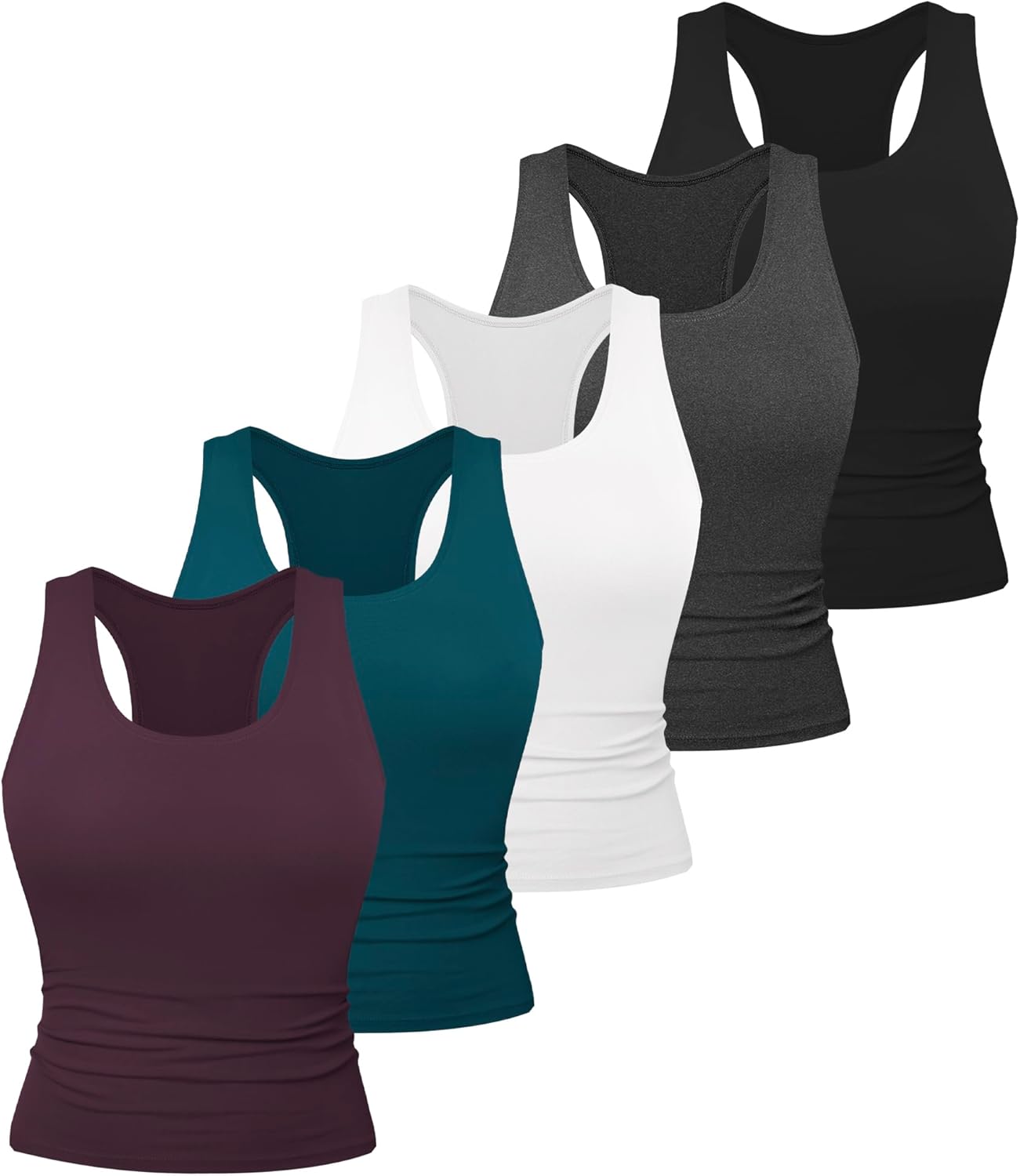 Dalavch 5 Pack Women's Workout Racerback Tank Tops Crop Spandex Yoga Athletic Running Gym Sports Tops for Women Dalavch 5 Pack Women's Workout Racerback Tank Tops Crop Spandex Yoga Athletic Running Gym Sports Tops for Women