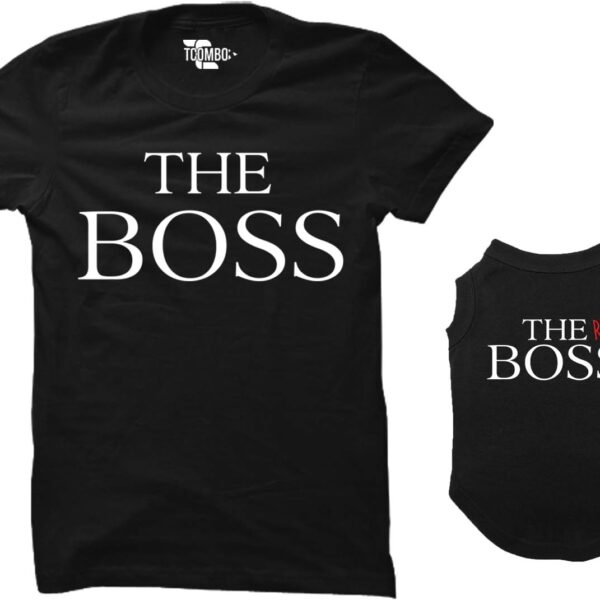 Tcombo The Boss/The Real Boss Matching Dog Shirt & Women's T-Shirt (Black, 2X-Large Womens/Medium Dog)