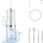 Electric Water Flosser Cordless for Teeth 3 Modes 4 Jet Tips Cleaning and Flossing Water Dental Portable Floss Irrigator Oral Water Flossed Rechargeable Tonsil Stone Travel Adults Birthday Gift