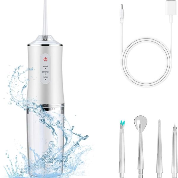 Electric Water Flosser Cordless for Teeth 3 Modes 4 Jet Tips Cleaning and Flossing Water Dental Portable Floss Irrigator Oral Water Flossed Rechargeable Tonsil Stone Travel Adults Birthday Gift