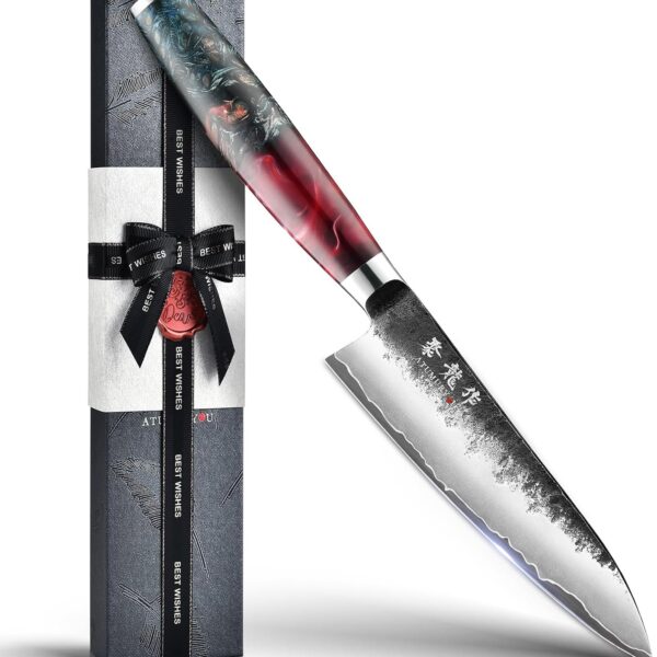 5.5" Japanese Utility Knife, Professional Hand Forged VG10 Core Chef Knife, Ultra Sharp Paring Knives with Ergonomic Handle, Multipurpose Petty Knife with Gift Box, Perfect Gifts for Men and Women
