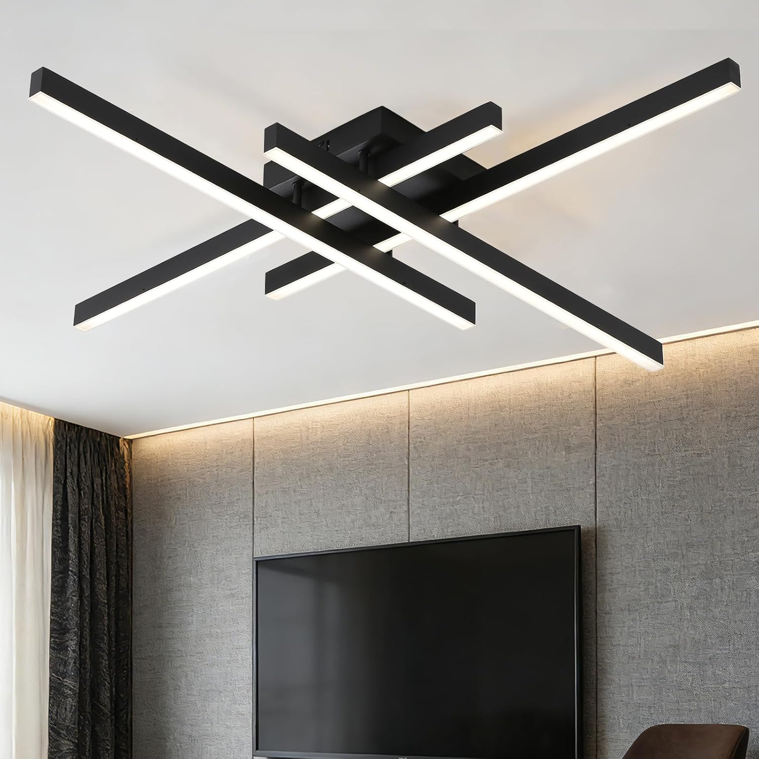 Modern Light Fixture, Modern LED Ceiling Lights, Ceiling Light Fixture for Hallway, Entrance, Cafe,Living Room, Bedroom, Corridor, Porch, Passage Light Fixtures (Black (4-Lights)) Modern Light Fixture, Modern LED Ceiling Lights, Ceiling Light Fixture for Hallway, Entrance, Cafe,Living Room, Bedroom, Corridor, Porch, Passage Light Fixtures (Black (4-Lights))