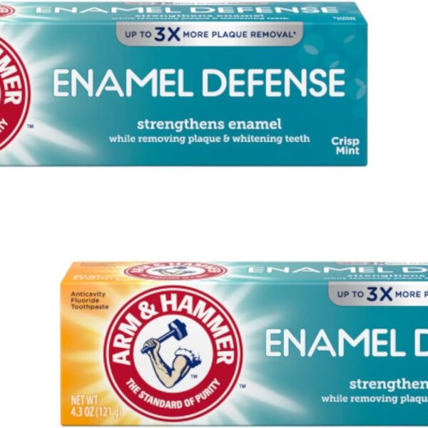 ARM & HAMMER Enamel Defense Fluoride Anticavity Toothpaste Fresh Mint 4.3 oz (Packs of 2)