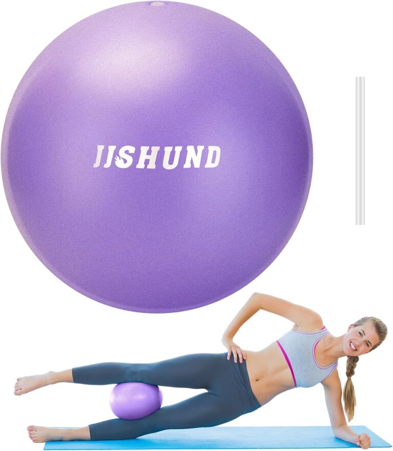 jjshund Pilates Ball, 9 Inch Small Exercise Mini Soft Workout Yoga Ball with Exercise Guide, for Home Gym Yoga, Pilates, Core Training, Workout, Balance, Stability