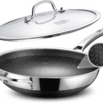 SNOWCLAD Wok, 13 Inch Hybrid Woks & Stir-fry Pans Nonstick, Non Toxic Stainless Steel Wok Pan with Lid, Dishwasher Induction Oven Broiler Safe, PFOA Free Cookware Non Stick