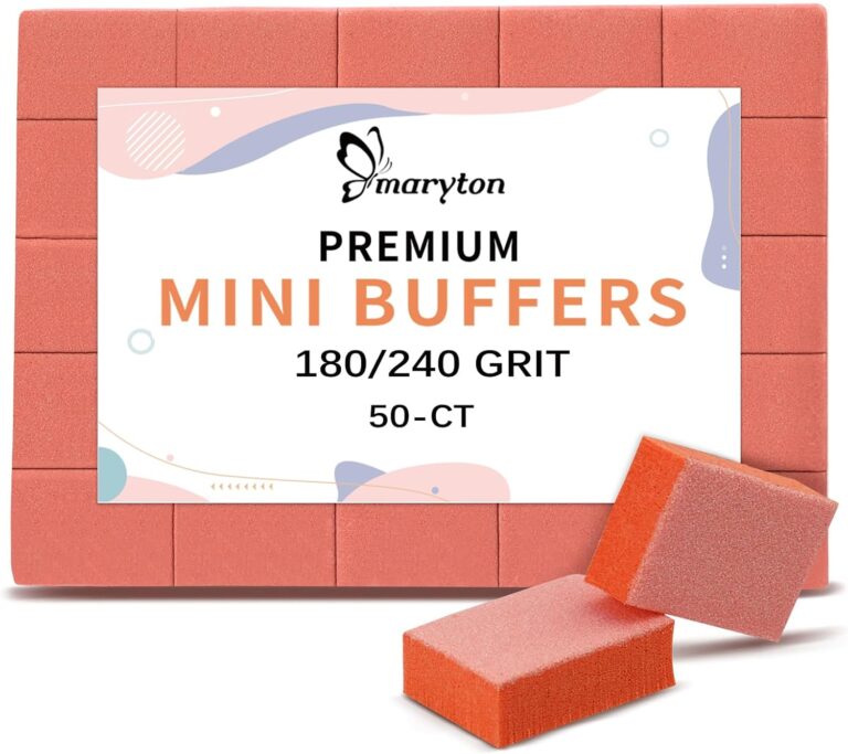 Maryton Mini Nail Buffer Blocks - 180/240 Grit Professional Salon Orange Buffers - Buff Nails Prior to Application of Gel Polish, Acrylic, 50 Count