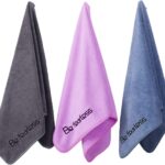 Microfiber Gym Towels Bigger Size Super Soft for Exercise Fitness, Sports, Workout, 380-GSM 15-Inch x 31-Inch Quick-Drying Towels (3 Pack, Grey+Blue+Purple)