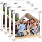 AITEE 8.5x11 Acrylic Picture frame 4 Packs,Modern Hanging Transparent Lucite Square Frames for Photo Diploma Degree Certificate Art Wedding Gallery Display, Double Panel