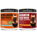2 Pack Collagen Hair Mask & Keratin Hair Mask,Keratin Hair Treatment,Repair Treatment Deep Conditioning Hair Treatment Mask for Damaged Hair,Hydrating Conditioner with Argan Oil for Dry Hair