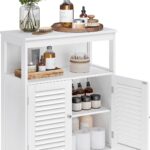VASAGLE Bathroom Floor Cabinet, Bathroom Storage Cabinet, Freestanding, with Double Shutter Doors and Adjustable Shelf, for Living room, Entryway, Kitchen, White UBBC40WTV1