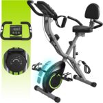 Foldable Exercise Bike for Small Apartments, Stationary Bikes for Home, Indoor Portable Cycling Bike with 16-Level Magnetic Resistance, 260LBS Capacity, 5.5 LBS Flywheel, for Small Space Workout 816