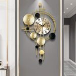 Large Wall Clocks for Living Room,Silent Non Ticking,Battery Operated Oversized Round Modern Wall Clock for Bedroom,Farmhouse,Office Wall Decor-17.8x30.7Inch(Golden)