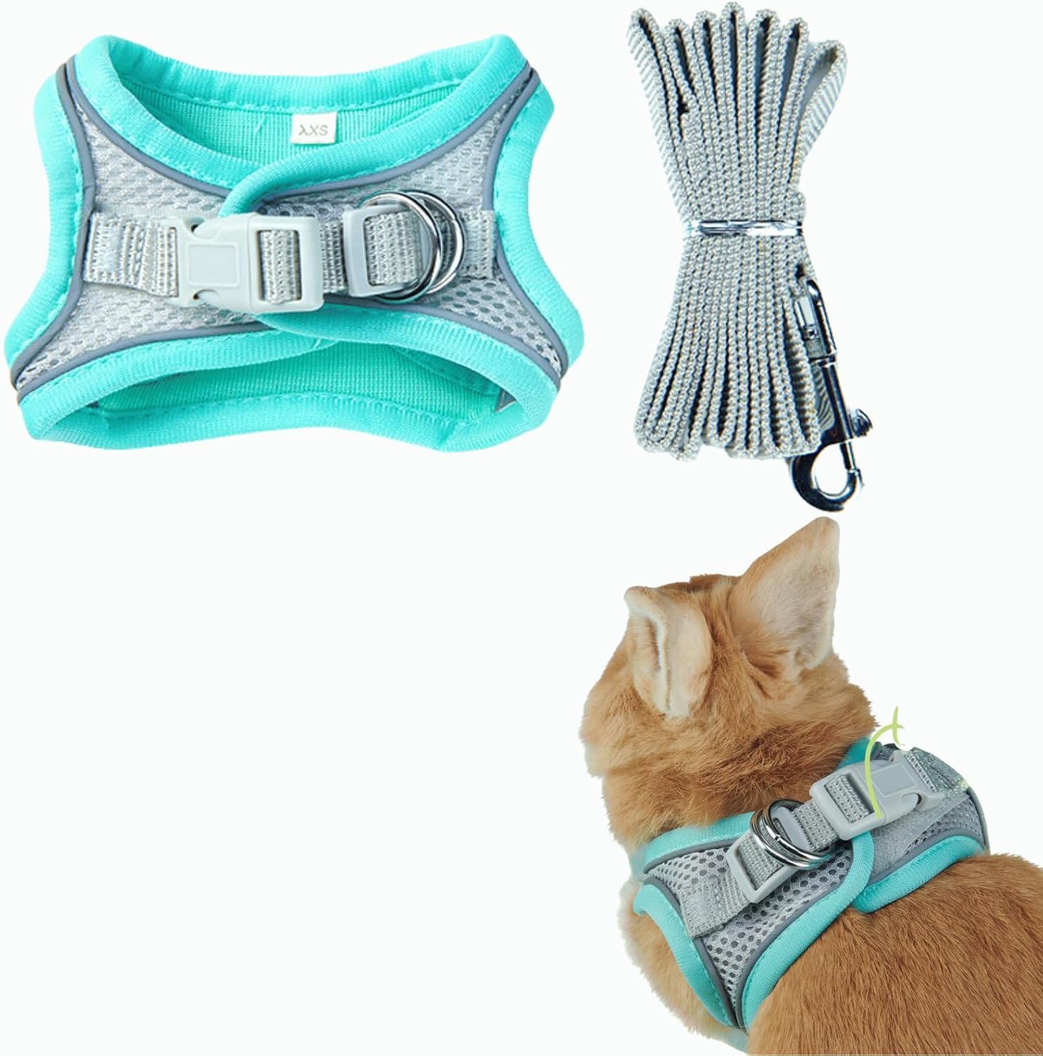Pet Harness,Rabbit Harness and Leash Set, Breathable Pet Vest, Reflective Strips Jacket for Small Kitten, Puppy, Rabbit (Green,M) Pet Harness,Rabbit Harness and Leash Set, Breathable Pet Vest, Reflective Strips Jacket for Small Kitten, Puppy, Rabbit (Green,M)