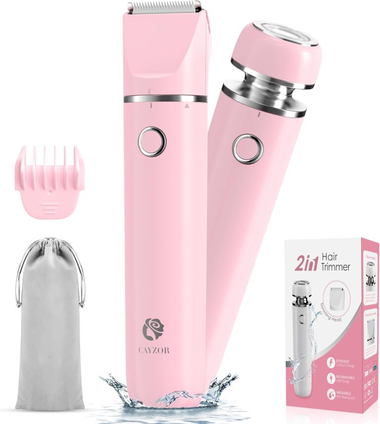 Cayzor Bikini Trimmer and Shaver Kit for Women - 2-in-1 Wet/Dry Electric Body Hair Trimmer Facial Hair Removal Cordless Waterproof Bikini Shaver Razor for Face Lip Chin Pubic Underarm Legs