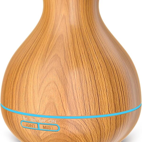 BZseed Aromatherapy Essential Oil Diffuser 550ml 12 Hours Wood Grain Aroma Diffuser with Timer Cool Mist Humidifier for Large Room, Home, Baby Bedroom, Waterless Auto Shut-off,7 Colors Lights Changing