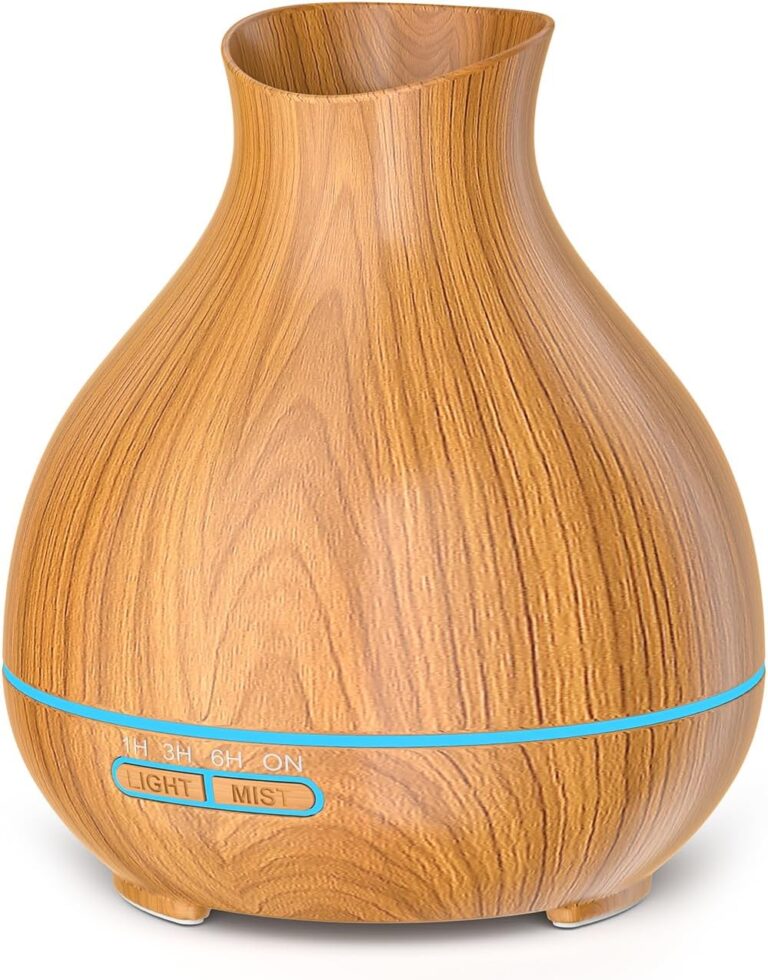 BZseed Aromatherapy Essential Oil Diffuser 550ml 12 Hours Wood Grain Aroma Diffuser with Timer Cool Mist Humidifier for Large Room, Home, Baby Bedroom, Waterless Auto Shut-off,7 Colors Lights Changing