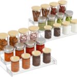 Lifewit Plastic 2 Pack 3-Tier Spice Rack, Clear Spice Organization for Cabinet, Counter, Organizer Shelf for Condiment, Seasoning, Syrup, Liquor, Medicine and Perfume for Kitchen, Pantry, Bar, Bath