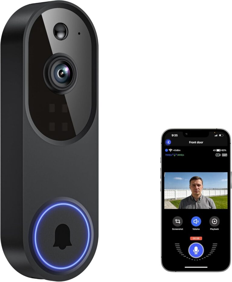 Doorbell Camera M52, Security Camera Outdoor/Indoor, 1080 HD with Night Vision, 4 Infrared Lights, 120 Wide View, Motion Detection Notification, Works with Smartphone, Wireless, Online Support