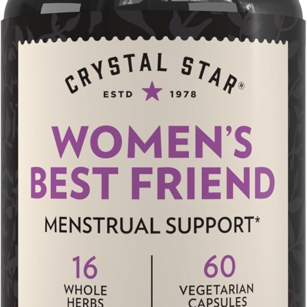 Crystal Star Women's Best Friend (60 Capsules) - Herbal Menstrual Relief Supplement for Help with Cramps & Bloating  Dong Quai, Cramp Bark, Hawthorne & Red Raspberry  Non-GMO