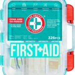 Be Smart Get Prepared First Aid Kit, Teal, 326 Piece, Exceeds OSHA and ANSI Guidelines 100 People - Office, Home, Car, School, Emergency, Survival, Camping, Hunting and Sports