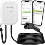 EMPORIA Level 2 EV Charger w/ J1772 Connector  48 Amp, 240V WiFi Enabled Electric Vehicle Charging Station, 25ft Cable, Hardwired with Whip, White