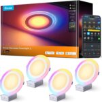 Govee Smart Recessed Lighting 6 Inch, Matter RGBIC LED Recessed Light Work with Alexa, Google Assistant, Dimmable 1100LM Canless Downlight with Junction Box for Living Room, Bedroom, Kitchen 4 Pack