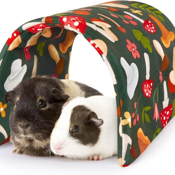 Bienbee Guinea Pig Tunnel, Guinea Pig Hideout, Washable Rabbit Tunnel and Bunny House, Rabbit Toys in Cages for Guinea Pig Bunny Rabbit Small Animal Green Mushroom