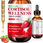 Cortisol Support Supplements for Men and Women, Cortisol Detox Hormone Balance with Magnesium, Ashwagandha, L-theanine, Phosphatidylserine for Lower Cortisol, Calm, Mood Support (60ML, strawberry)