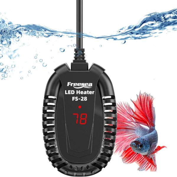 FREESEA Aquarium Fish Tank Heater: 50W Small Submersible Turtle Heater with Adjustable Temperature External Controller for Betta | Saltwater | Freshwater | 1-10 Gallon