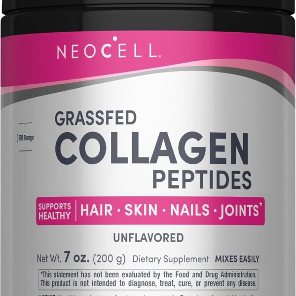 NeoCell Grassfed Collagen Peptides Powder | 7 oz | Unflavored | for Women and Men | Hair, Skin, & Nails