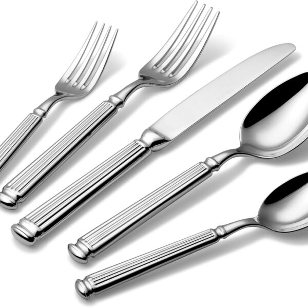 CAROTE 20 Pieces Silverware Set, Premium 18/10 Stainless Steel Flatware Set, Luxury Cutlery Set for 4, Dishwasher Safe for Home and Kitchen with Relief Patterns Handle, Party, Wedding, Silver