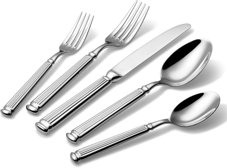 CAROTE 20 Pieces Silverware Set, Premium 18/10 Stainless Steel Flatware Set, Luxury Cutlery Set for 4, Dishwasher Safe for Home and Kitchen with Relief Patterns Handle, Party, Wedding, Silver