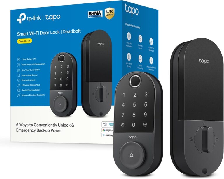 Tapo Smart Wi-Fi Door Lock, Deadbolt | Keyless Entry, Fingerprint Recognition, Touchscreen Keypad & in-App Monitoring with Scheduled Access|1-Year Rechargeable Battery | BHMA Grade 2 | DL110