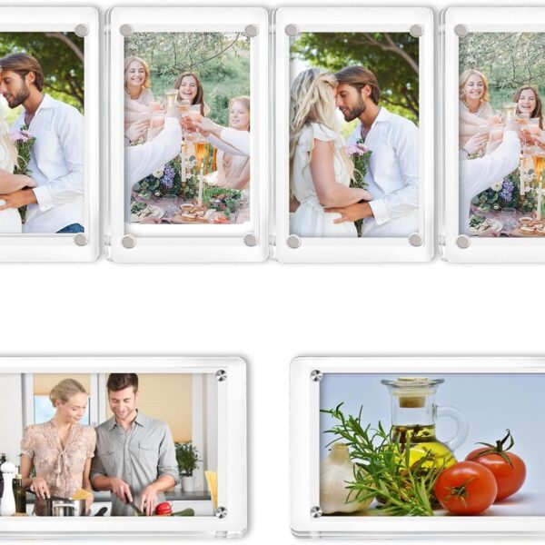 6 Sets of Magnetic Refrigerator Sticker Picture Frames in Acrylic, 2.36x3.54 inch Clear Display Picture Frame for Polaroid and INSTAX Mini Picture Frames