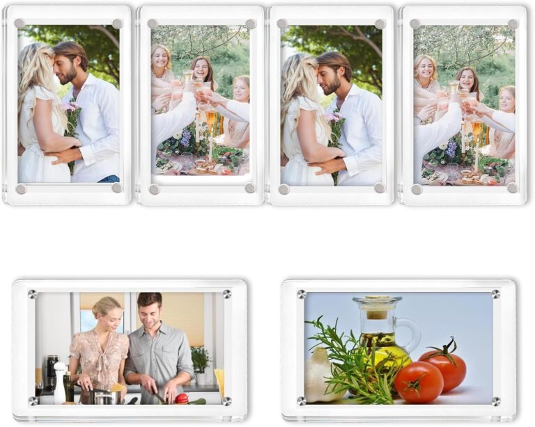 6 Sets of Magnetic Refrigerator Sticker Picture Frames in Acrylic, 2.36x3.54 inch Clear Display Picture Frame for Polaroid and INSTAX Mini Picture Frames