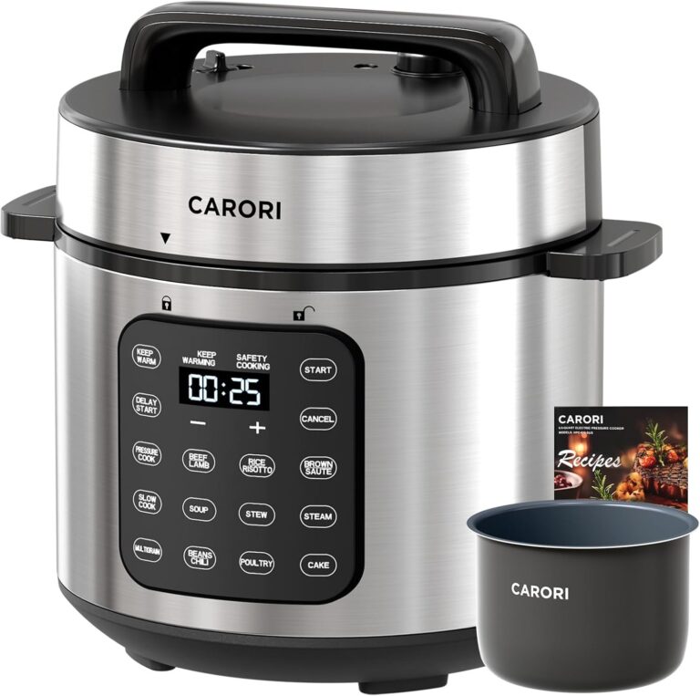 Electric Pressure Cooker 6 Quart Silver, Non-stick Pot, 9-in-1 Instant Pot, 12 Preset Functions with Touchscreen, Safe Steam Release, Stew, Slow Cook, Rice, Saut, Warmer