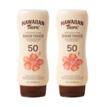 Hawaiian Tropic Sheer Touch Ultra Radiance Lotion Sunscreen SPF 50, 8 Fl Oz Twin Pack, Hawaiian Tropic Sunscreen SPF 50, Sunblock, Oxybenzone Free Sunscreen, Body Sunscreen Pack, 8 Fl Oz each