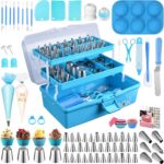 Cake Decorating Tools Supplies Kit: 236pcs Baking Accessories with Storage Case - Piping Bags and Icing Tips Set - Cupcake Cookie Frosting Fondant Bakery Set for Adults Beginners or Professional, Blue