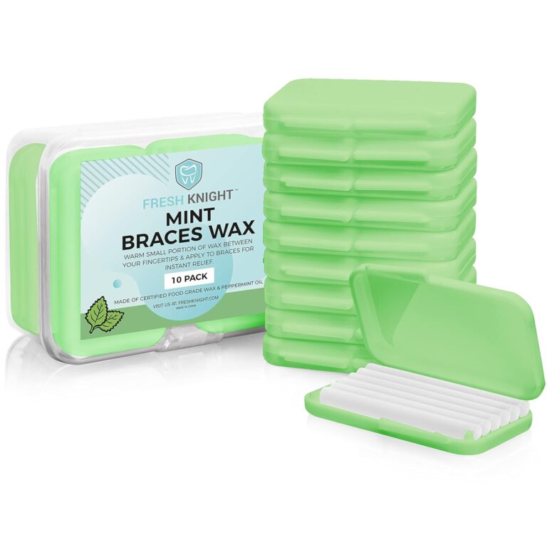 Braces Wax, 50 Orthodontic Strips & Cases (Mint) - 10 Pack, Premium Food Grade Wax for Aligners. Fresh Knight.