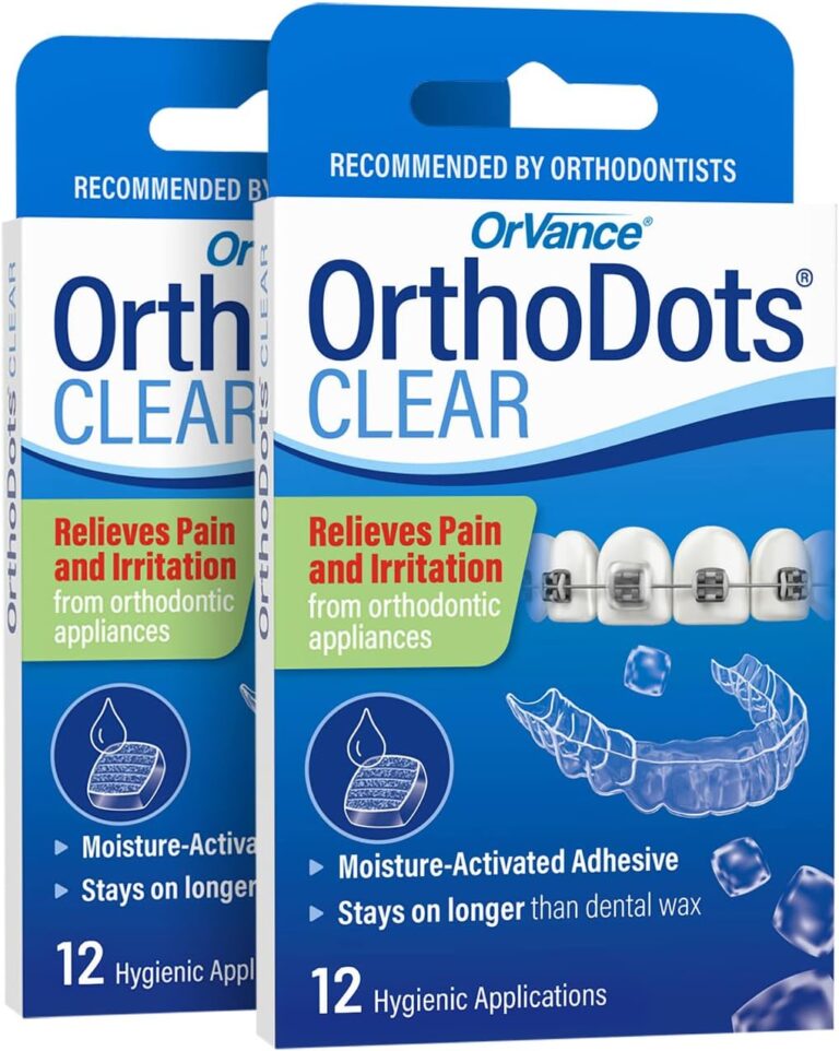 OrthoDots CLEAR  24-Hour Protection | Sticks Better than Dental Wax | Moisture Activated Braces Wax Alternative for Pain Caused by Braces, Clear Aligner Trays, and Other Orthodontic Appliances