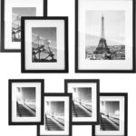 SONGMICS Picture Frames with 7 Mats, Set of 7 Collage Photo Frames, One 11x14, Two 8x10, Four 6x8 Frames, Hanging or Table Display, Glass, Black URPF37BK