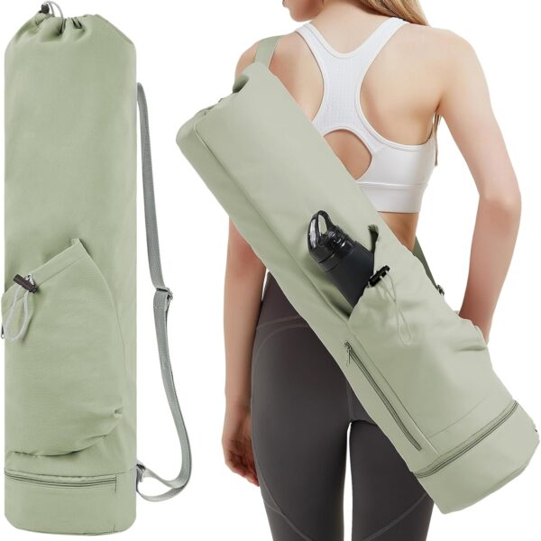 sportsnew Yoga Mat Bag with Water Bottle Pocket and Bottom Wet Pocket, Exercise Yoga Mat Carrier Multi-Functional Storage Bag, Patent pending