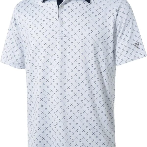 Golf Shirts for Men Dry Fit Short Sleeve Print Performance Moisture Wicking Polo Shirt