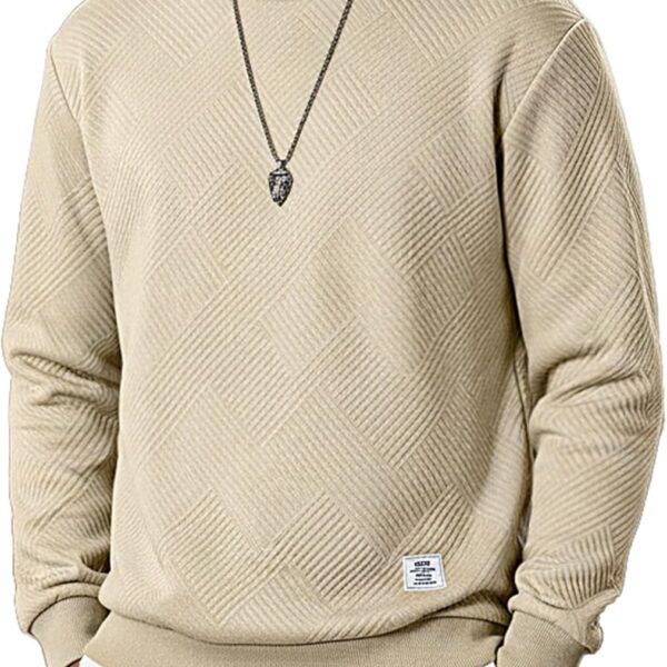Men's Fleece Winter Fall Crewneck Pullover Casual Sweatshirts Warm Geometric Texture Long Sleeve Sweater