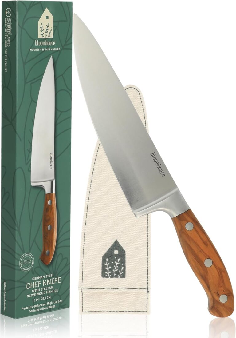 Bloomhouse - Two Time Oprah's Favorite Things Winner - 8-Inch Chef's Knife  German Stainless Steel Blade with Forged Italian Olive Wood Handle, Full Tang Kitchen Knife for Slicing, Dicing & Chopping