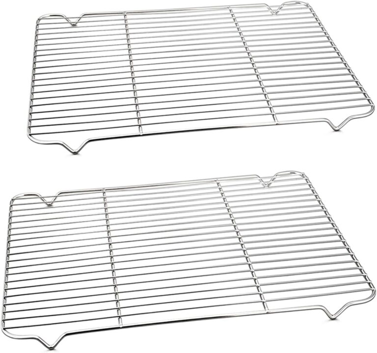 P&P CHEF Cooling Baking Rack Pack of 2, 16.6" x 11.5", Stainless Steel Cooling Racks for Cooking Baking Roasting Grilling Drying, Dense Wires & Smooth Edge, Easy to Clean, Silver
